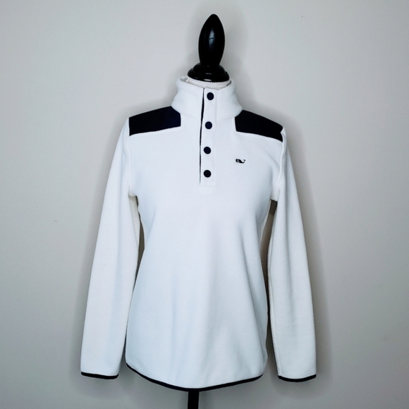 Vineyard Vines | NWOT XS White Sherpa Fleece Snap Placet Pullover - Picture 5 of 15